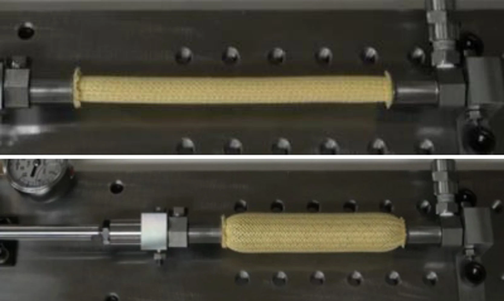 The hydraulic muscle inflated and deflated