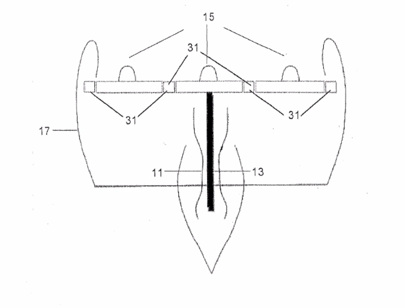 Three fans powered by a turbojet