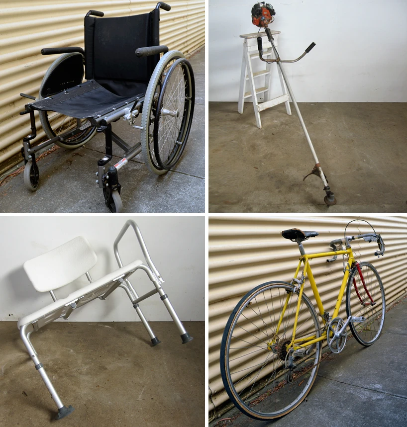 The frame reuses components from discarded whipper snippers, bikes, disability aids and a wheelchair