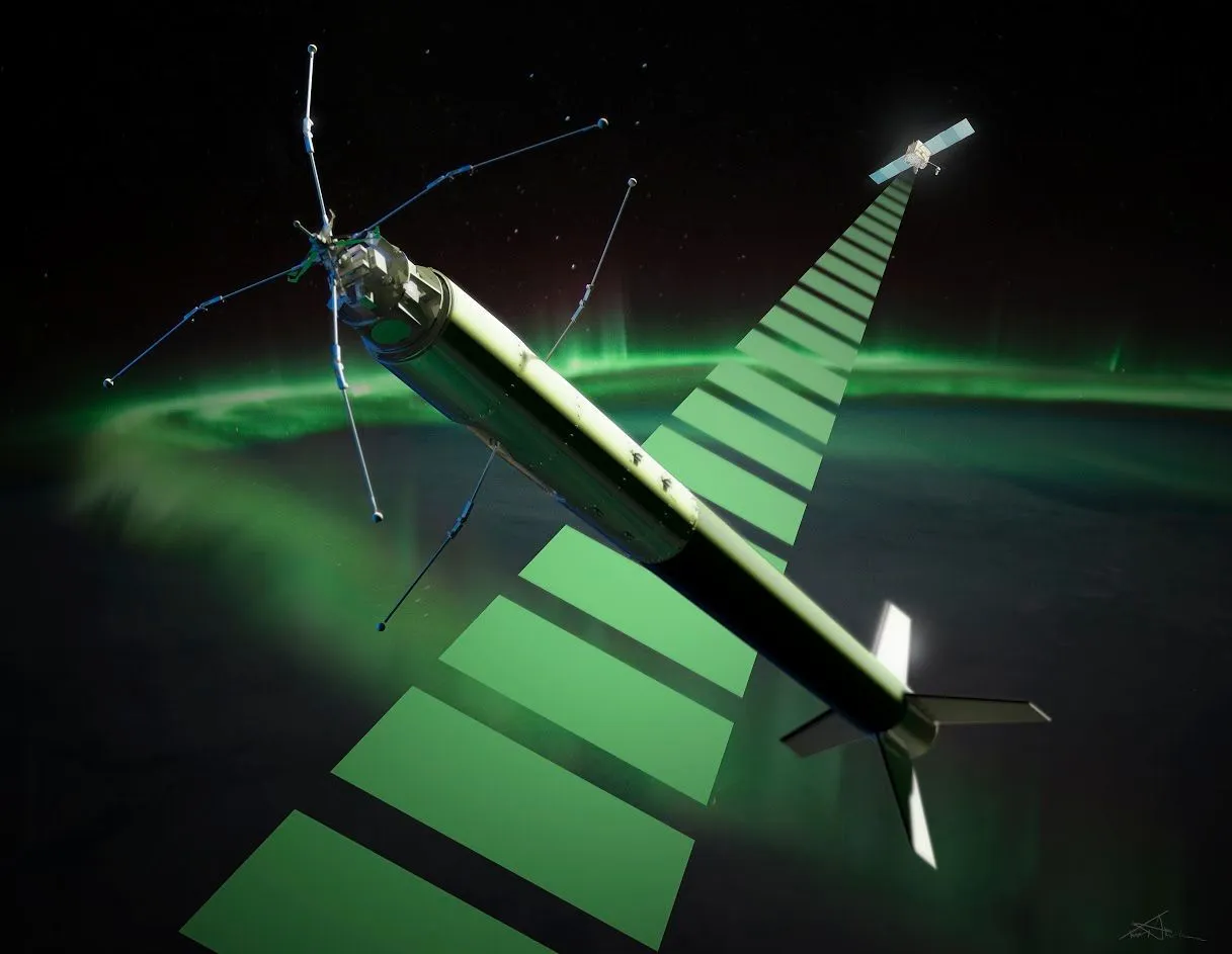 Artist's depiction of the ICI-4 rocket which launched today (Image: Trond Abrahamsen, Andøya Space Center)
