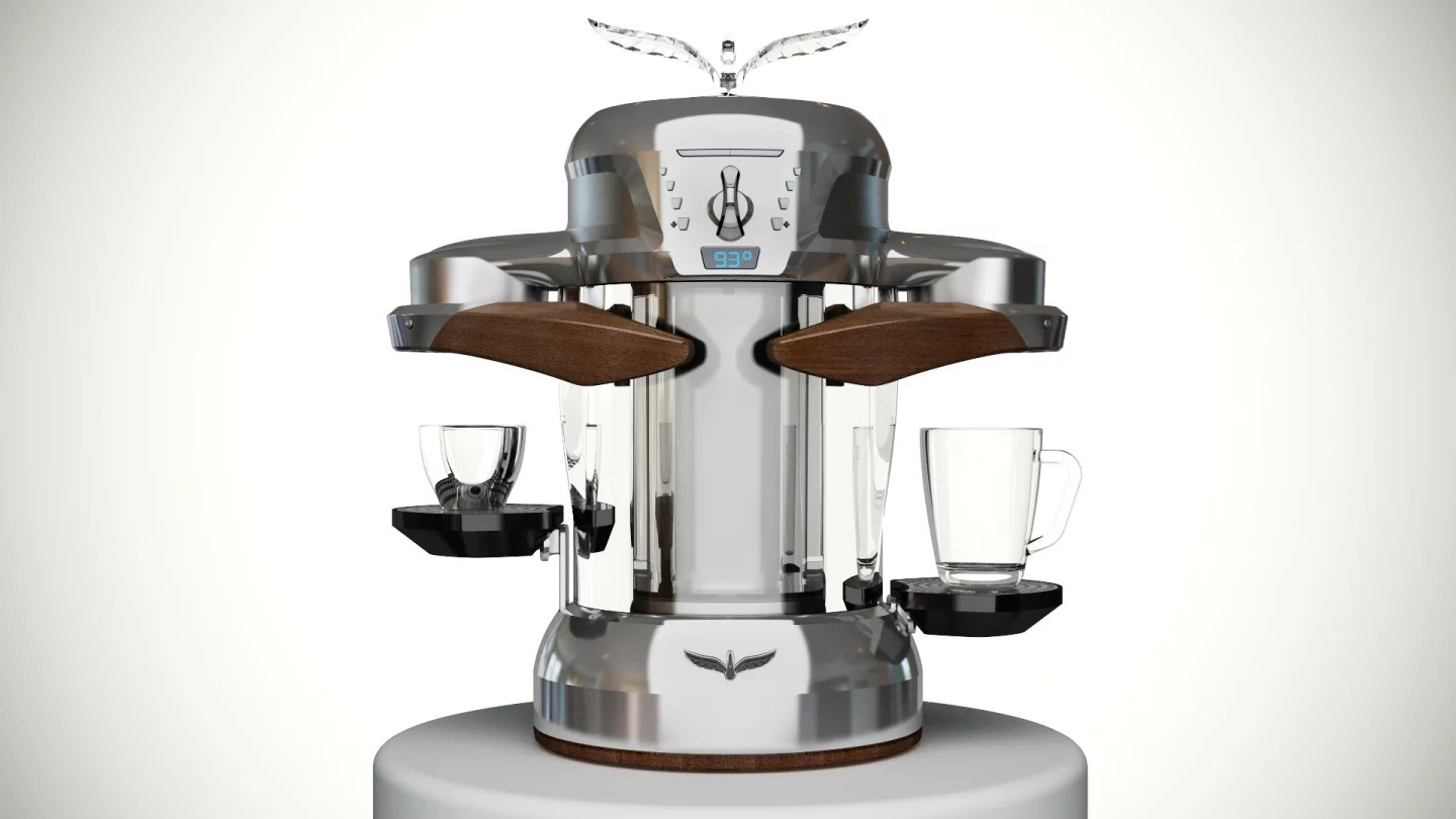 La fenice features two separate coffee making nozzles, one for espresso and the other for filtered coffee