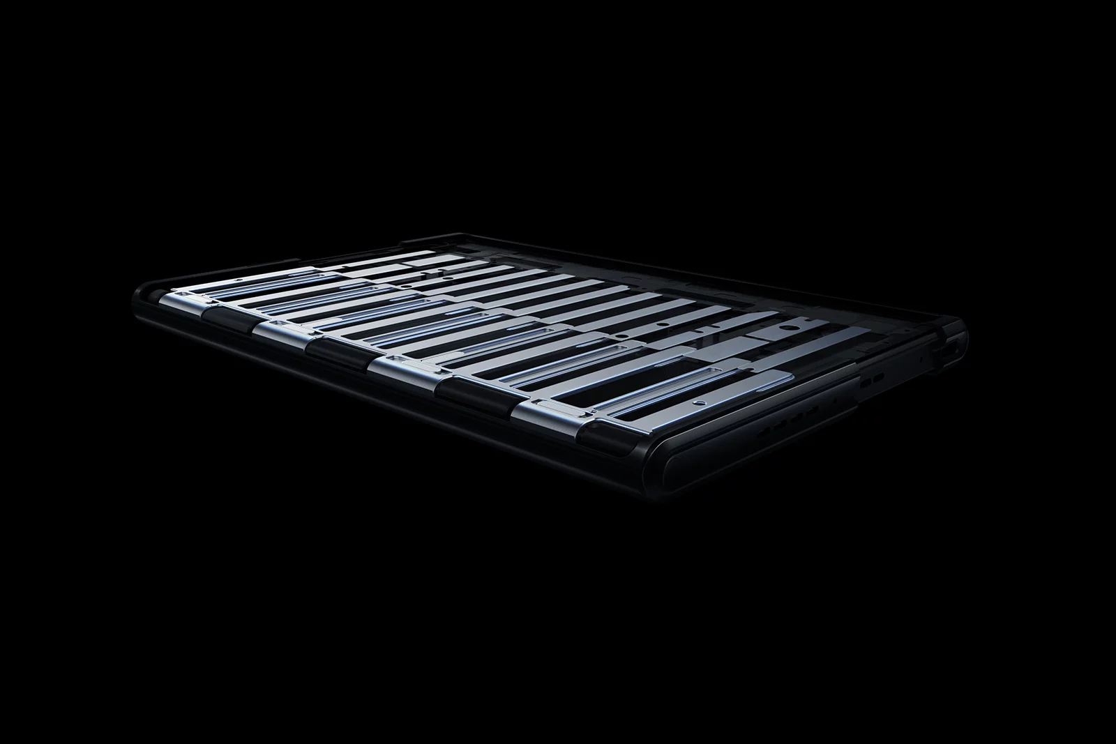The Oppo X 2021 uses a carefully calibrated backing plate to hold the expanding display