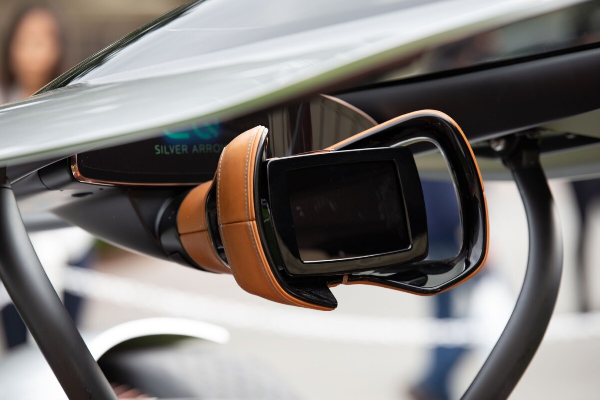 A screen is built into the steering wheel
