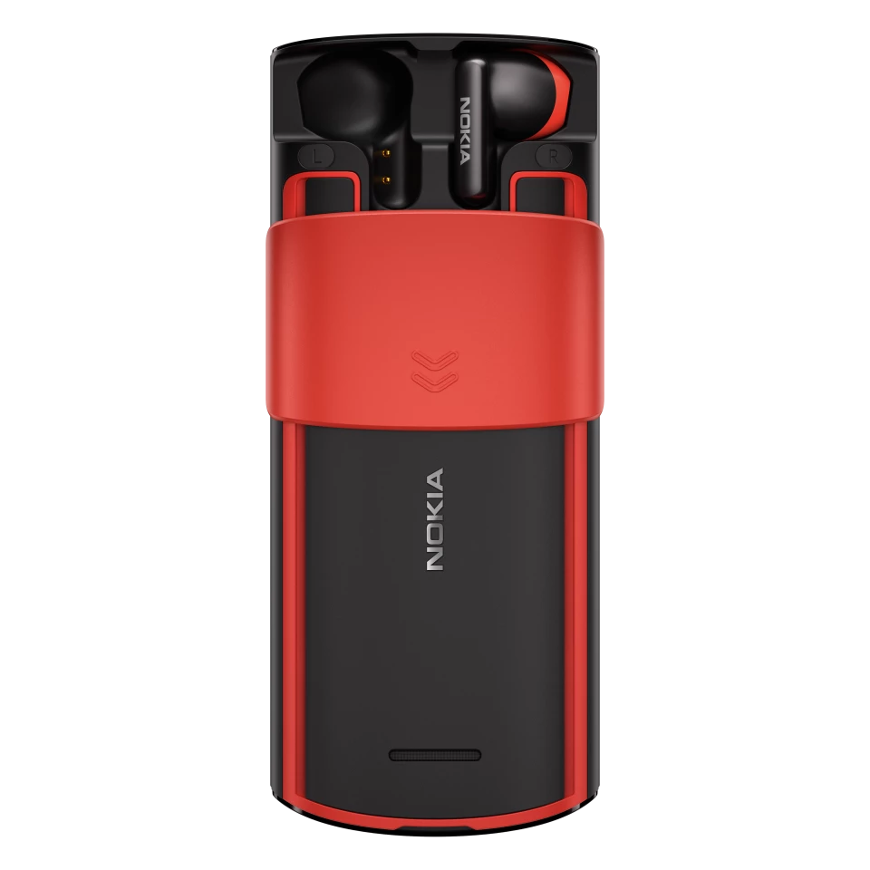 When docked, the 5710 XpressAudio's removable battery charges the Nokia Xpress earphones