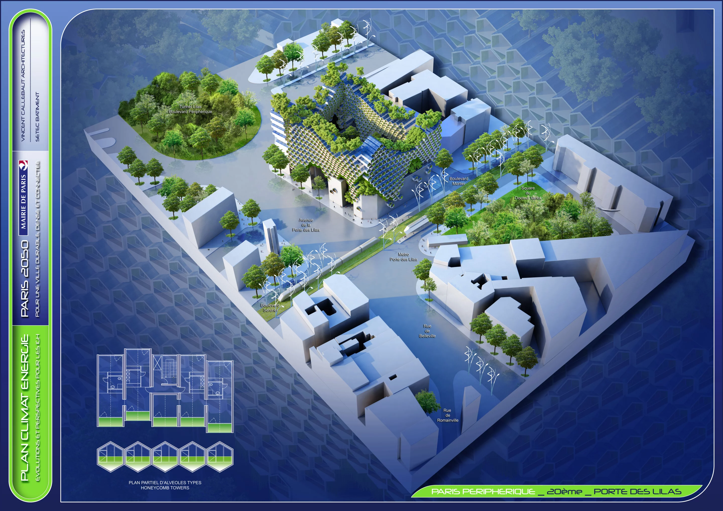 Honeycomb Towers, located at Porte Des Lilas (Image: Vincent Callebaut Architectures)