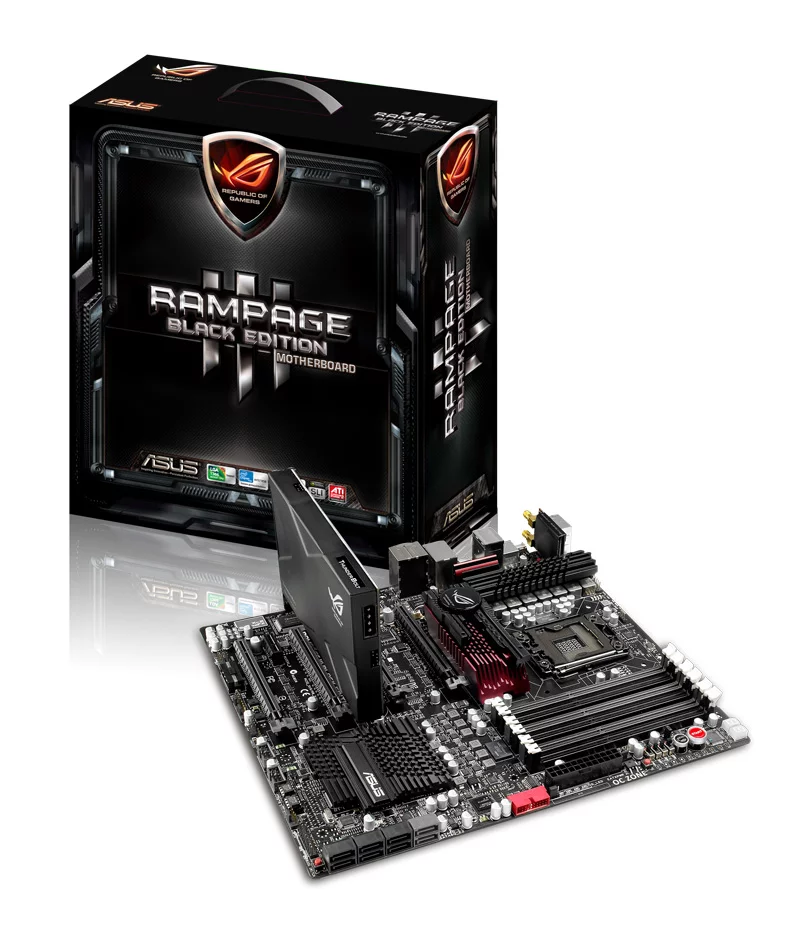 The Rampage III Extreme Black Edition mainboard