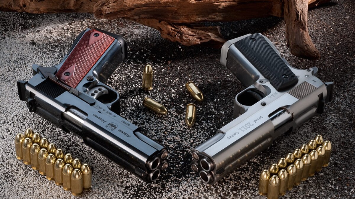 Arsenal Firearms' Double Barrel Pistol shoots two bullets at once
