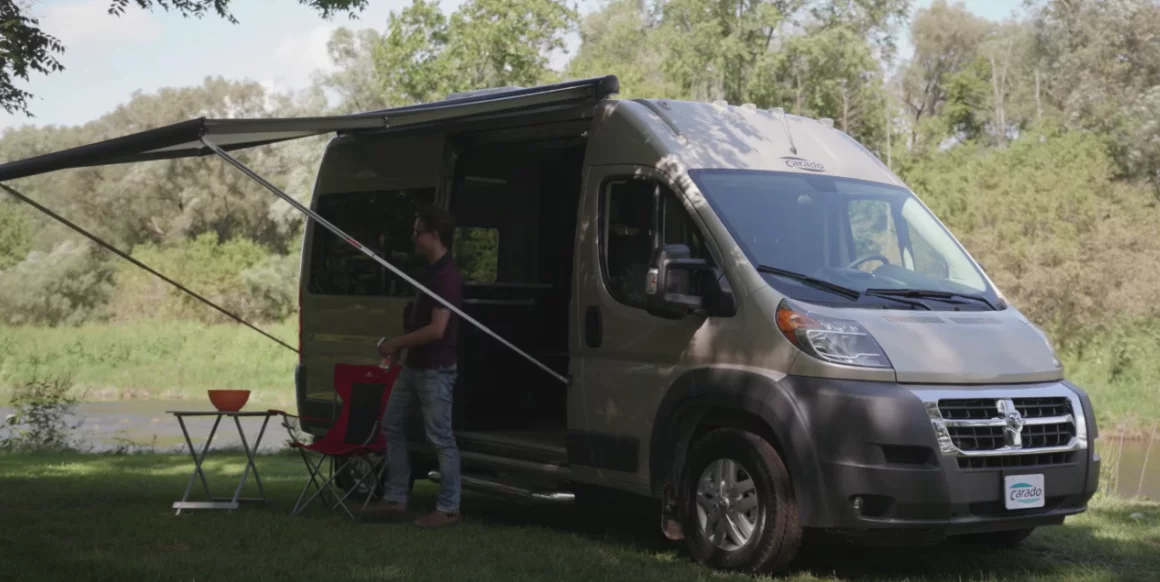 An 11.5-ft manual awning comes standard