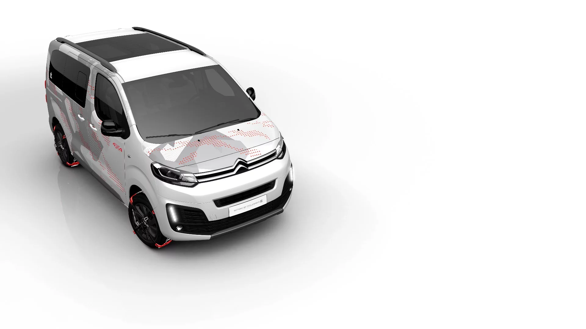 The Citroën SpaceTourer 4X4 Ë Concept better tackles uneven terrain with a Dangel 4WD, skid plates and a raised ride height