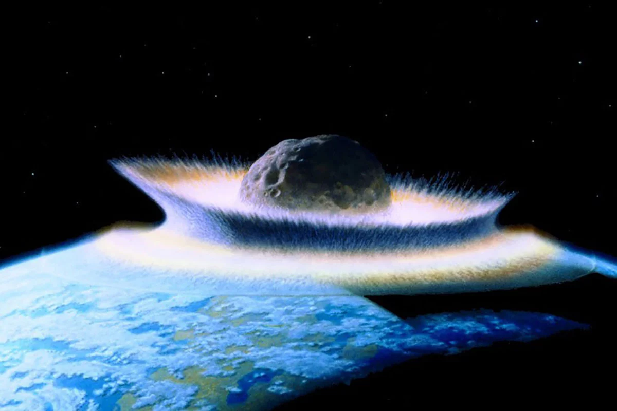 Artist's impression of a giant asteroid hitting the Earth – something China hopes its upcoming mission will one day help prevent