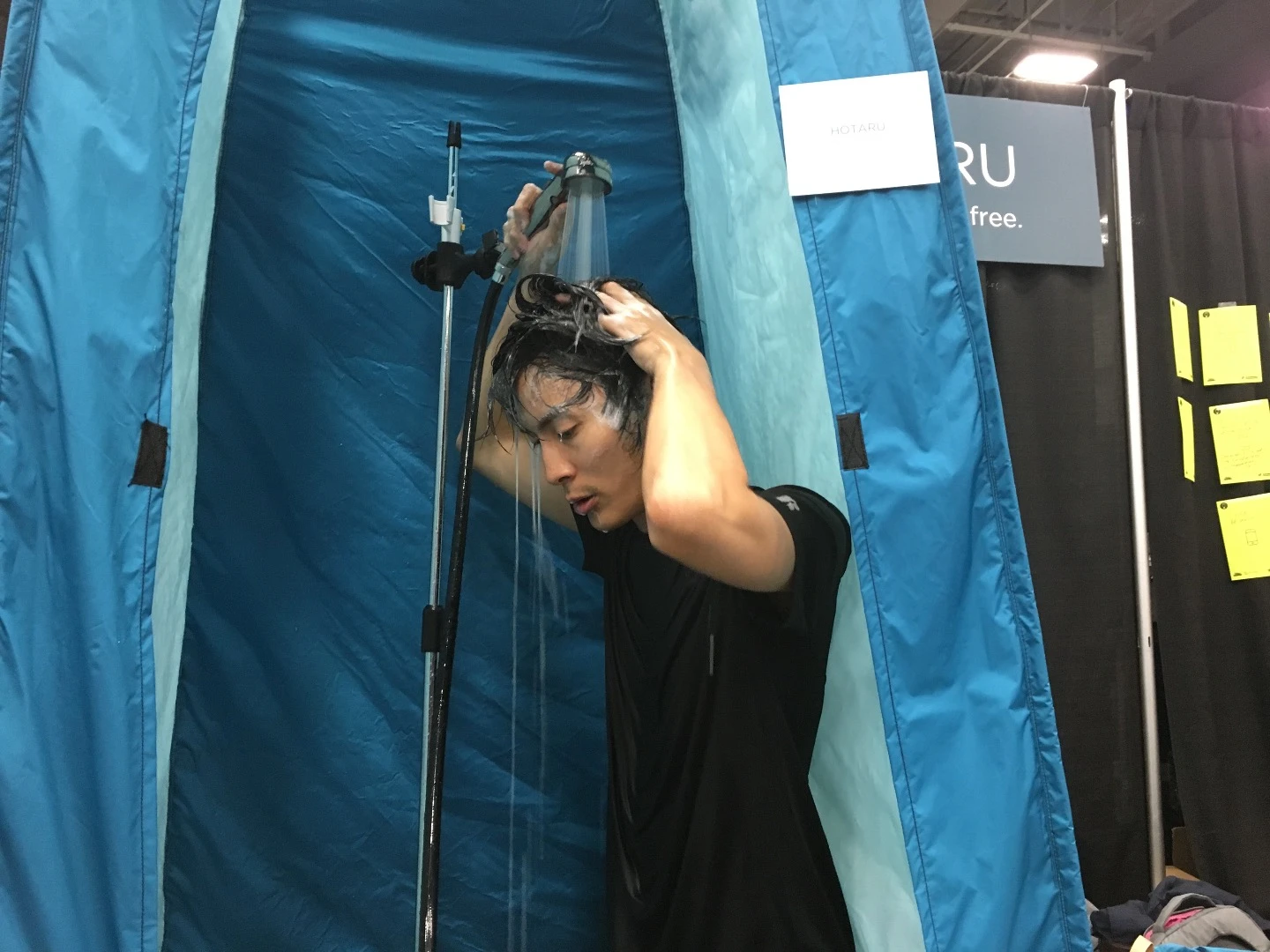 One of the Hotru creators getting clean at the SXSW trade show