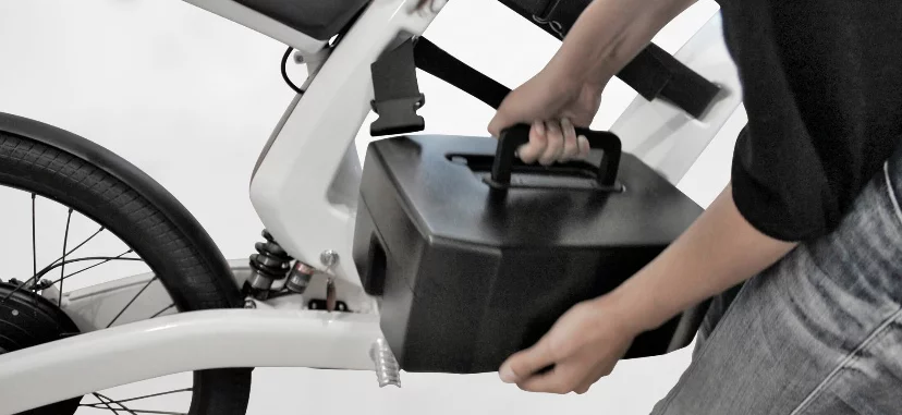 The battery unlocks and removes for charging and storage