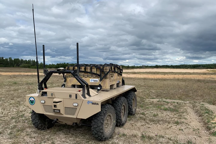 The test involved a series of robotic US and UK vehicles such as the latest MIRA VIKING 6x6 Unmanned Ground Vehicle (UGV)