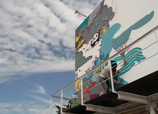 As part of Scribe's campaign, artist Cecilia Beaven painted a mural of about 50 different requests sent in through Twitter, adding new elements each day