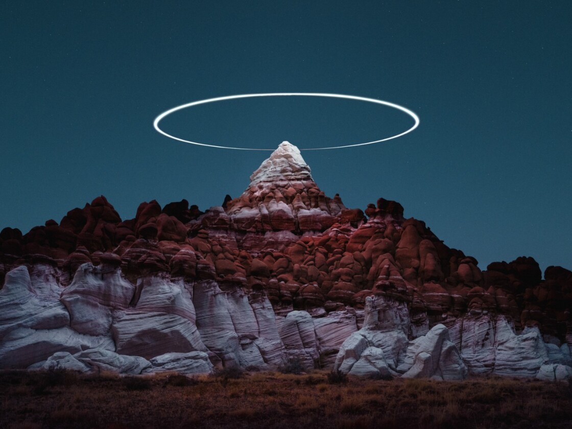 The second set of images in the Lux Noctis series incorporated halos lit by drones