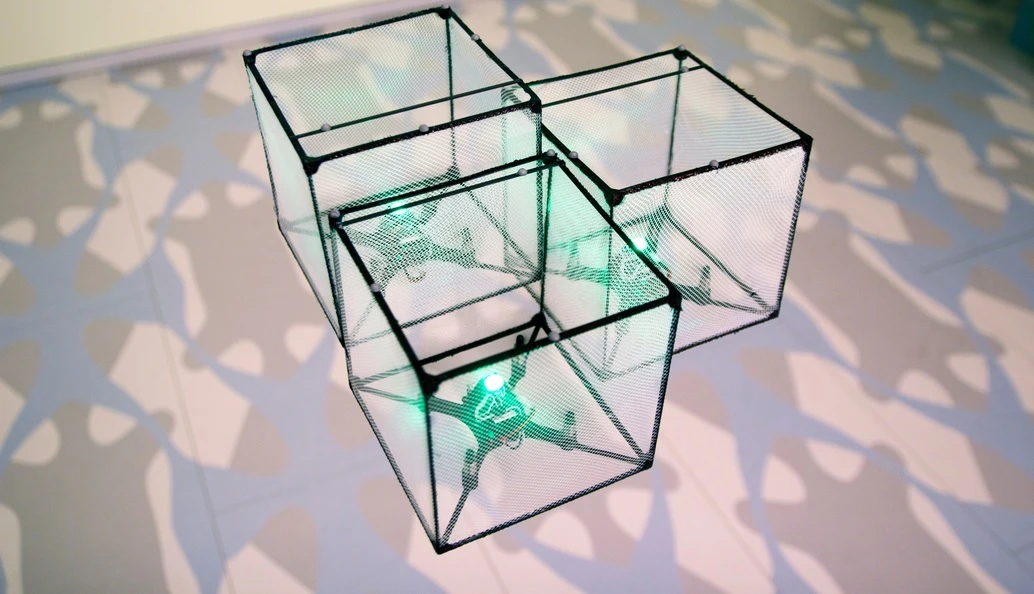 The BitDrones system actually comprises three separate types of drones, with each one used as hovering voxels of varying resolution