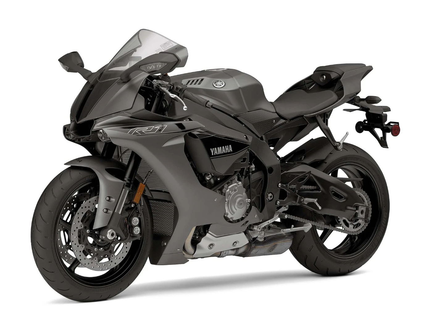 The Yamaha YZF-R1S in the Matte Grey color scheme