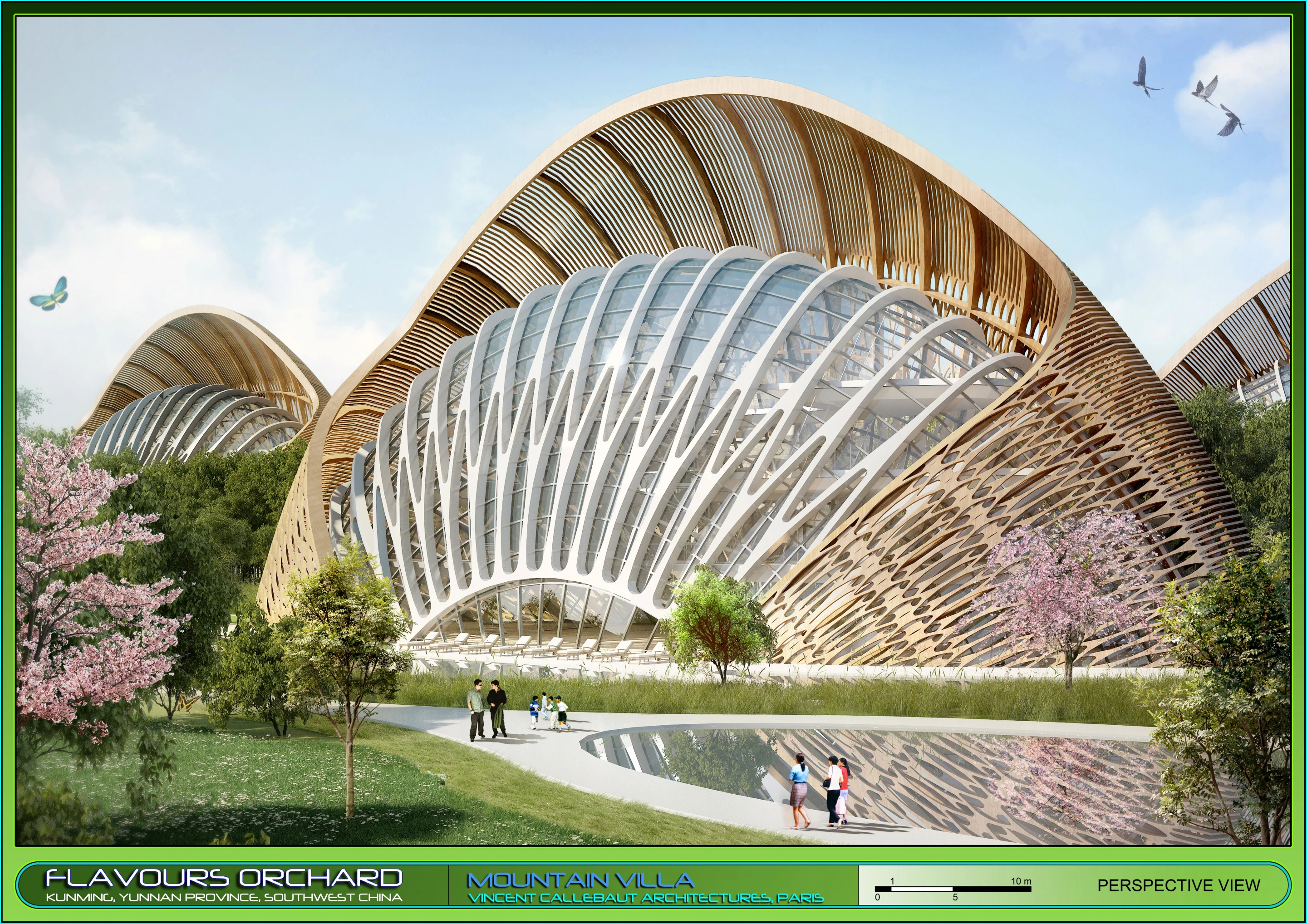 Mountain Villa pedestrian view from the orchard (Image: Vincent Callebaut Architectures)