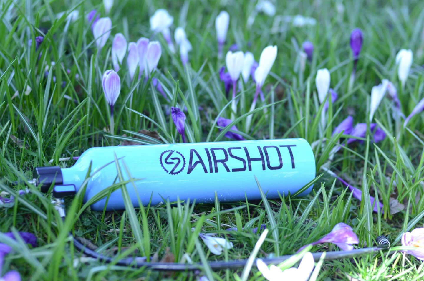Airshot is basically a reusable compressed air canister that can be filled up by the user via a regular floor pump