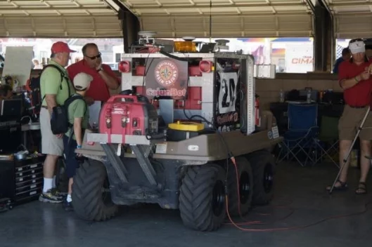 Team Cajunbot's MAX amphibious six-wheeled ATV has a sensor suite comprising two scanning laser systems, three Doppler radars, sonar, C-Nay differential GPS and an Oxford inertial navigation sensor.
