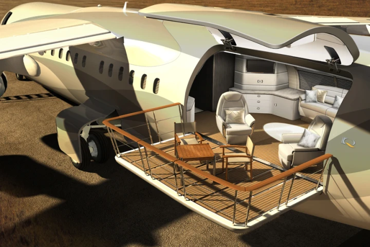 The Air Deck transforms the rear of the aircraft into an extended living space