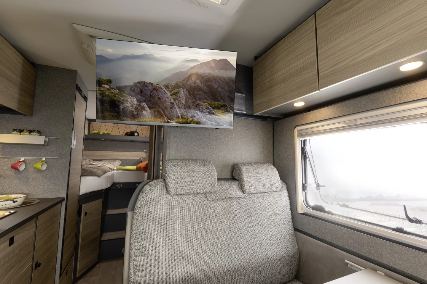 The standard Dethleffs Globebus Performance 4x4 is equipped to sleep two adults and seat four people