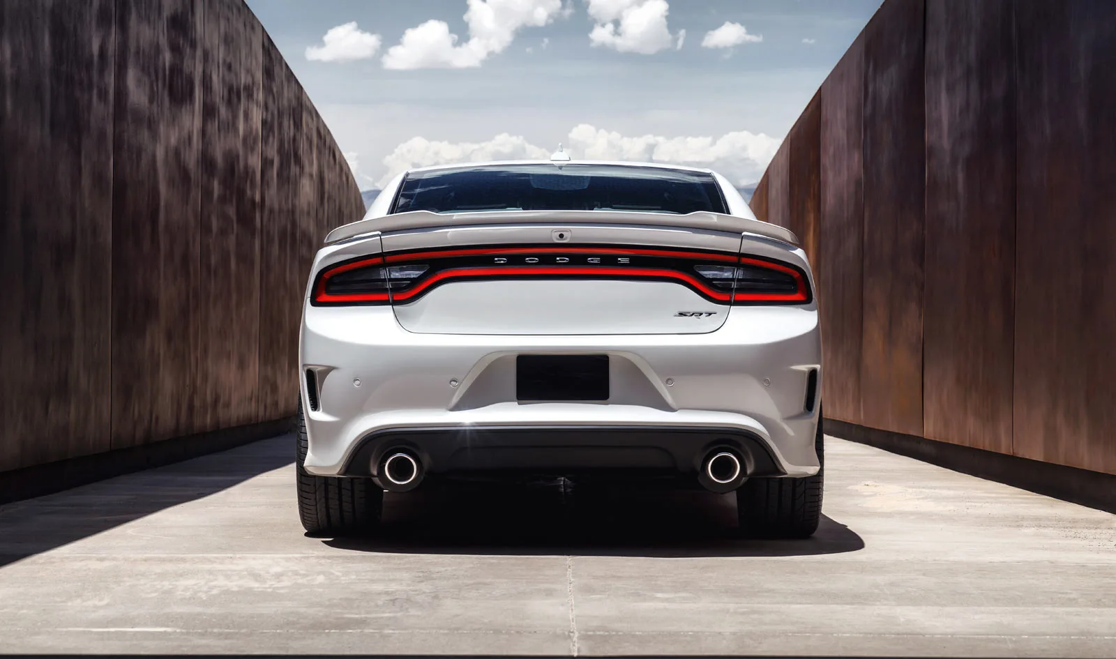 A rear view of the Charger SRT Hellcat