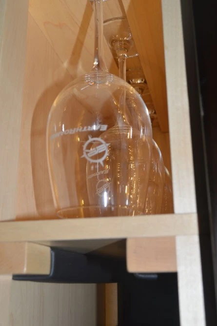 After looking over the EarthRoamer's ultra-rugged exterior, it was a bit strange to be in an elegant cabin detailed right down to the engraved wine glasses (Photo: C.C. Weiss/Gizmag)