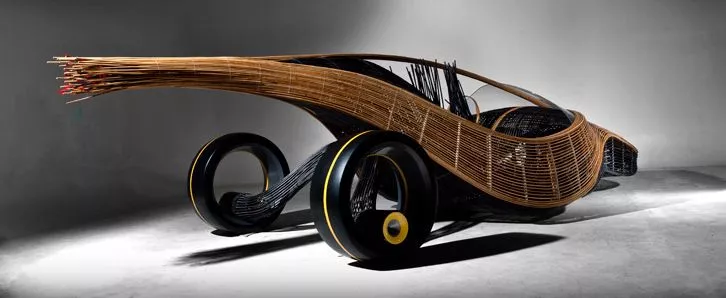 The Phoenix is a concept car, with a biodegradable body built from rattan and bamboo