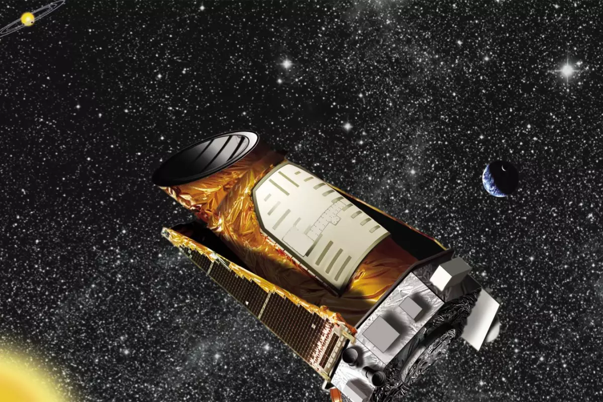 An artist's impression of the Kepler space telescope in orbit