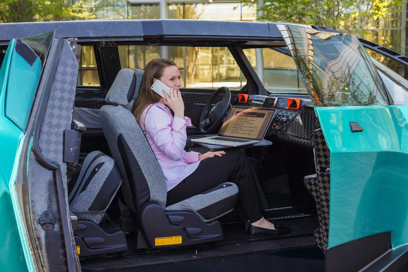 Wide-opening doors and a reconfigurable interior make the uBox a versatile, functional vehicle