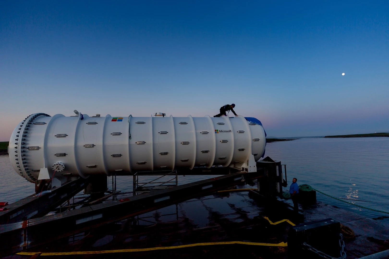 The new Project Natick data center measures 40 ft (12 m) long