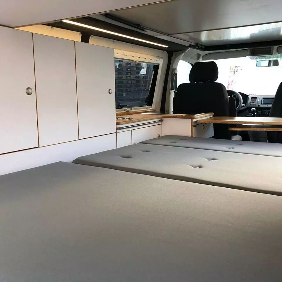 Bed folded out in the Easy Camper Premium