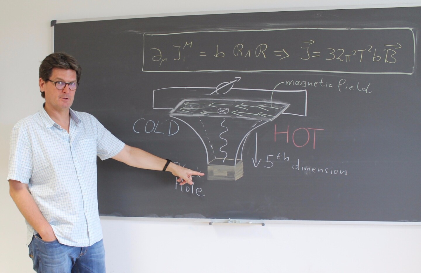 Dr. Karl Landsteiner, co-author of the paper, with a diagram explaining the finding