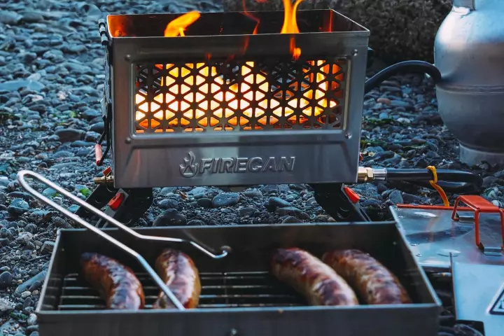 A grill for dinner, a campfire after dark