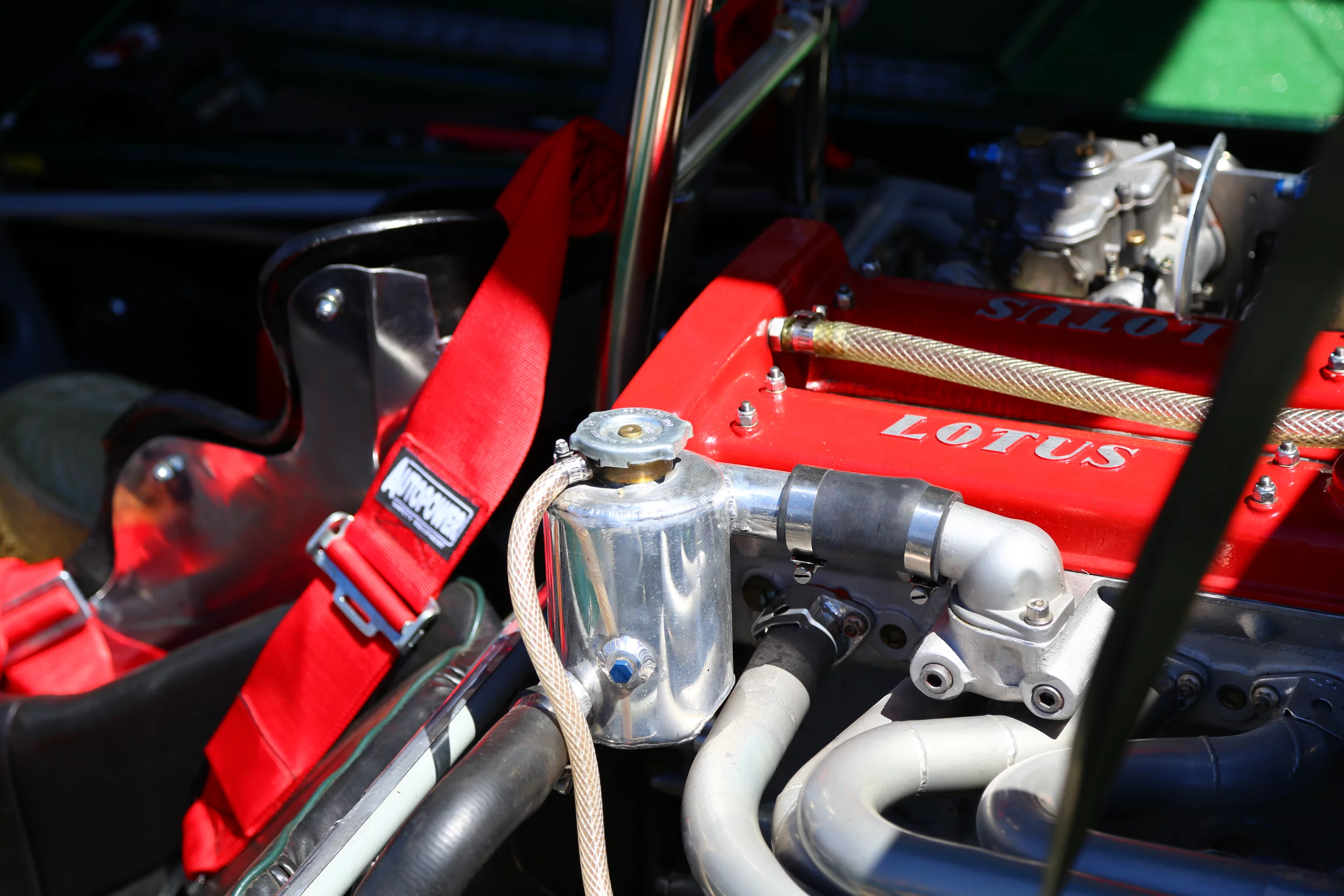 The inner workings of a Lotus 23B racer in the pits (Photo: Angus MacKenzie/Gizmag.com)