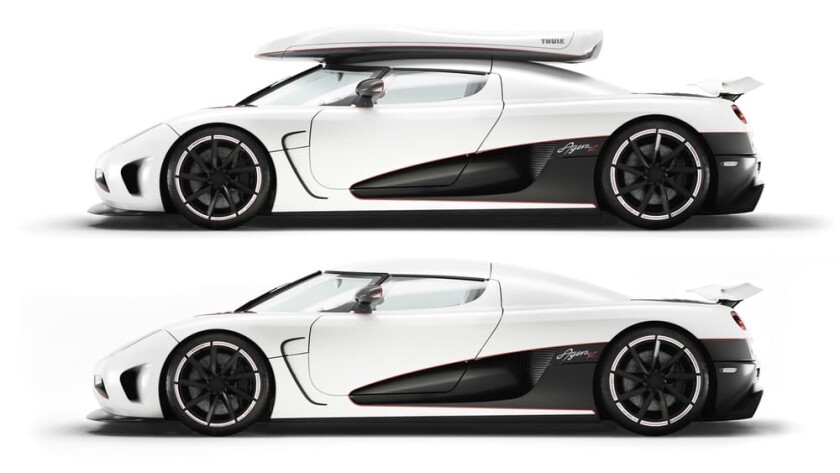 The Agera R debuted with a specially designed Thule roof box