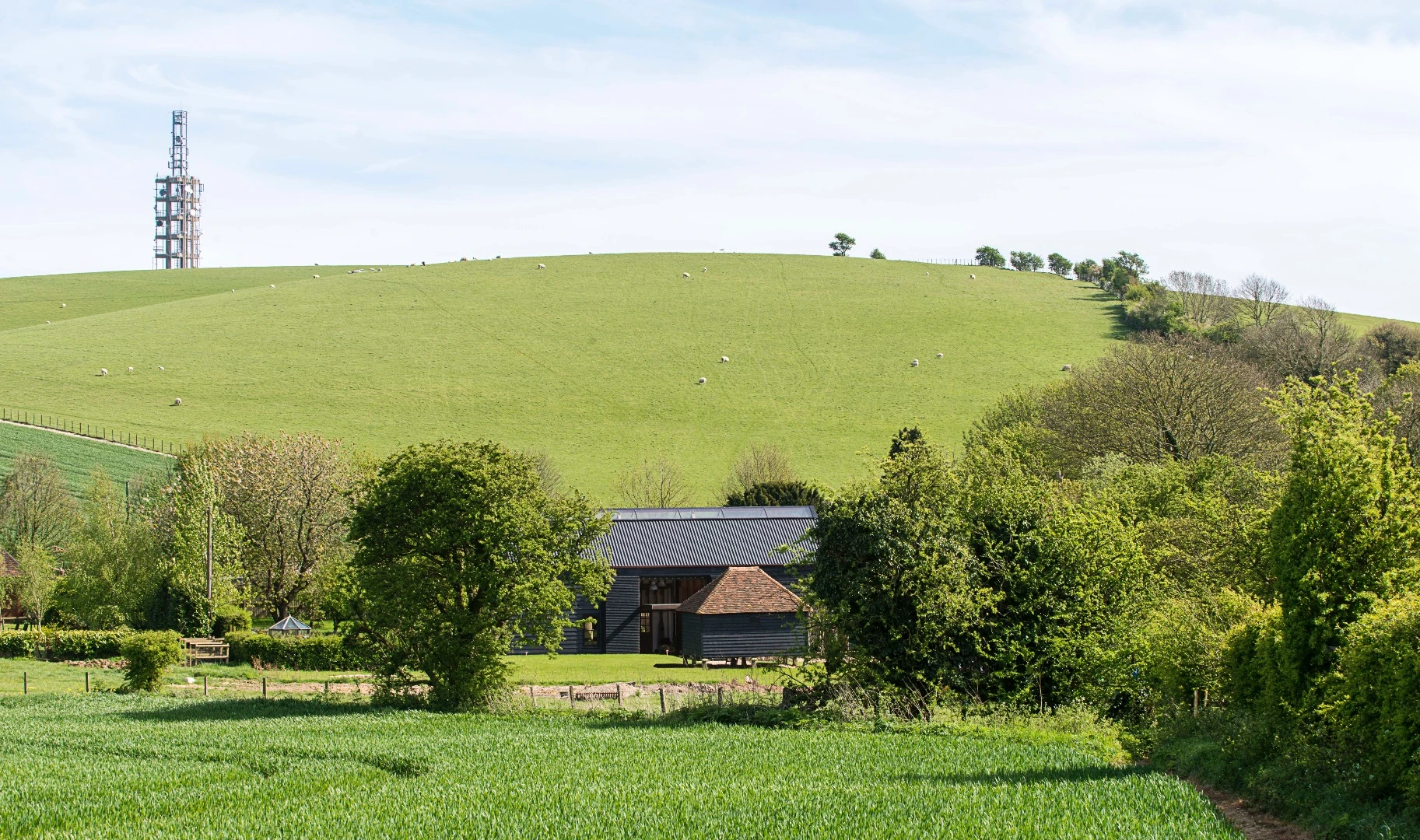 Ancient Party Barn is situated near Folkestone, Kent, within one of England's official areas of Outstanding Natural Beauty