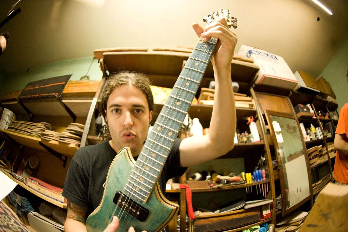 Each guitar is made from the remains of at least two end-of-life skateboards, with both the body and neck made from layered maple