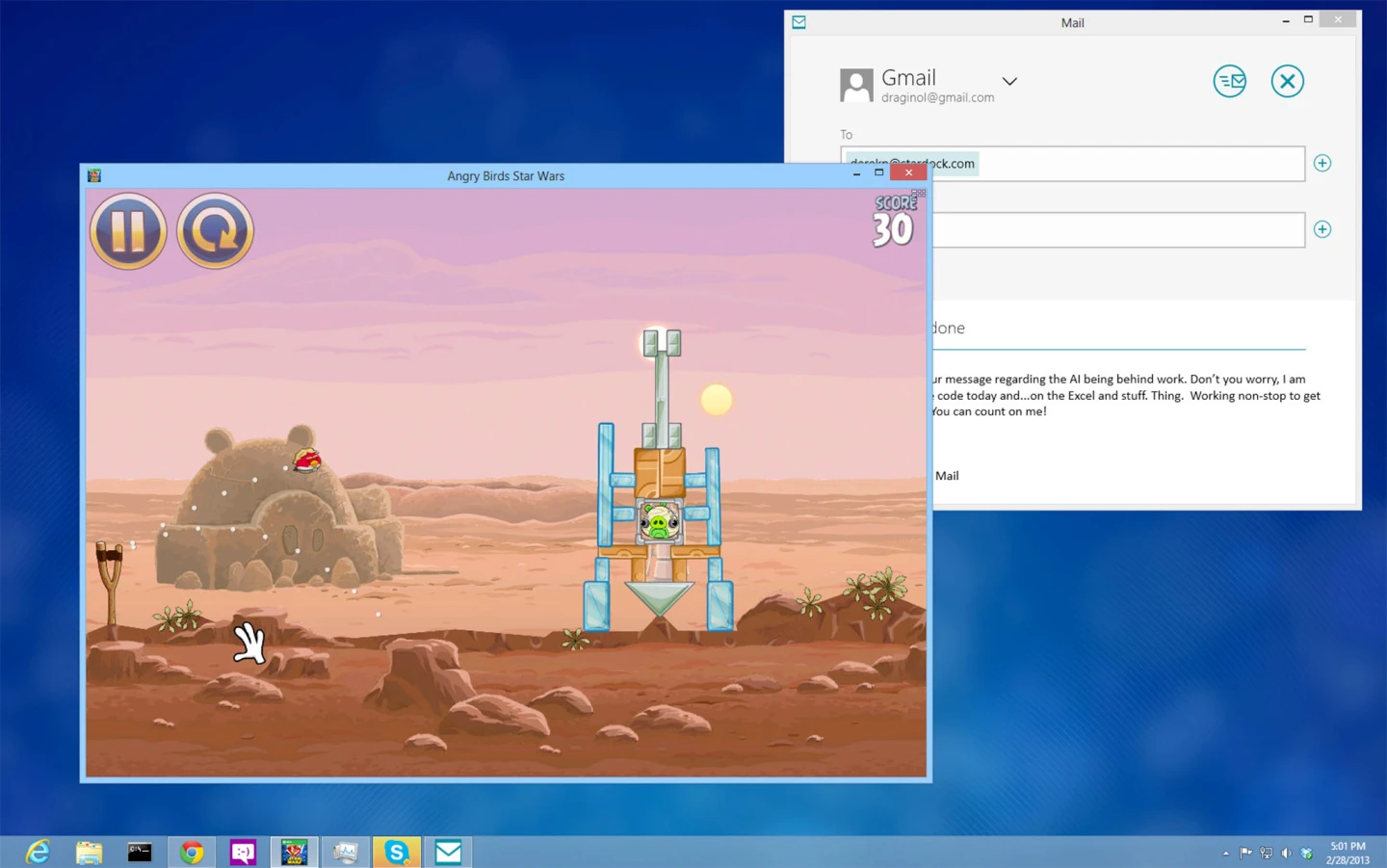 Now you can play Angry Birds and check your email at the same time