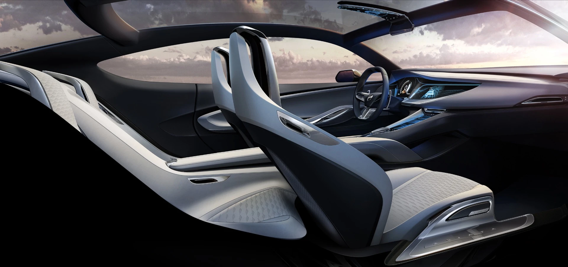 The center console extends straight back to the rear seats