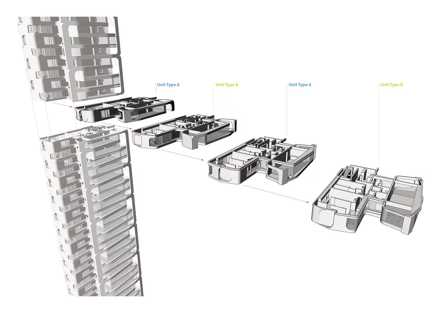 Exploded diagram. Ardmore Residence, Singapore, by UNStudio