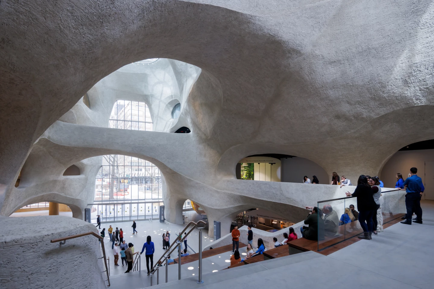 Visitors to the Richard Gilder Center for Science, Education, and Innovation enter into an impressive five-story atrium