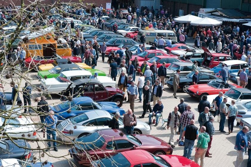 Techno-Classica is spread over such a large area that the crowd never seems that big. All these cars are for sale.