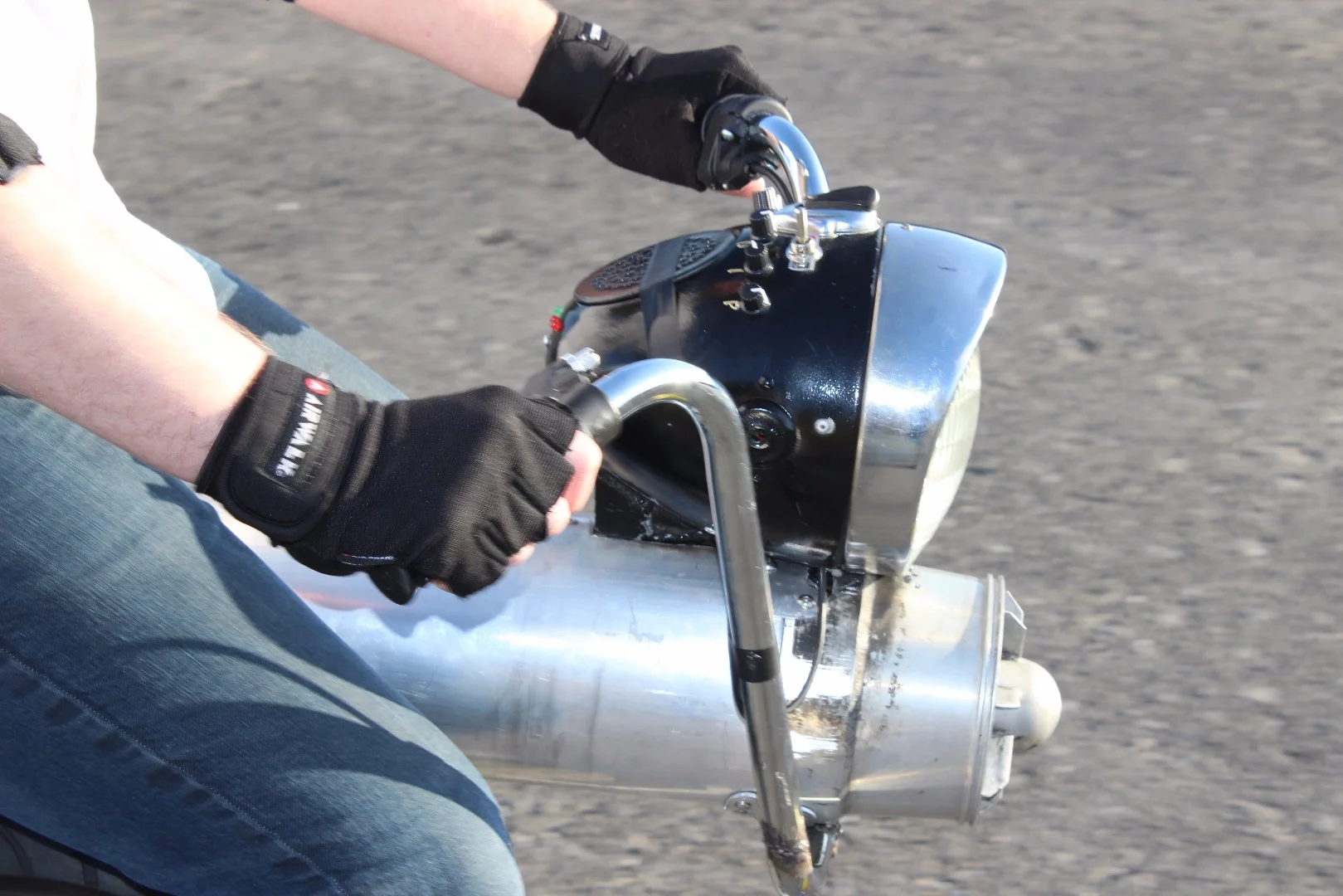 Self-balancing electronics have been squeezed into a Ural motorcycle headlamp pod from the 1950s