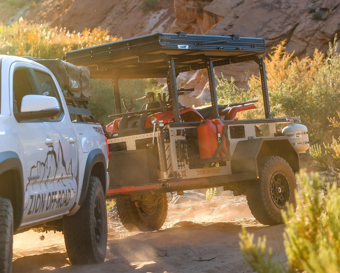 Hauling an ATV with an RTT-topped Zion Z2 trailer