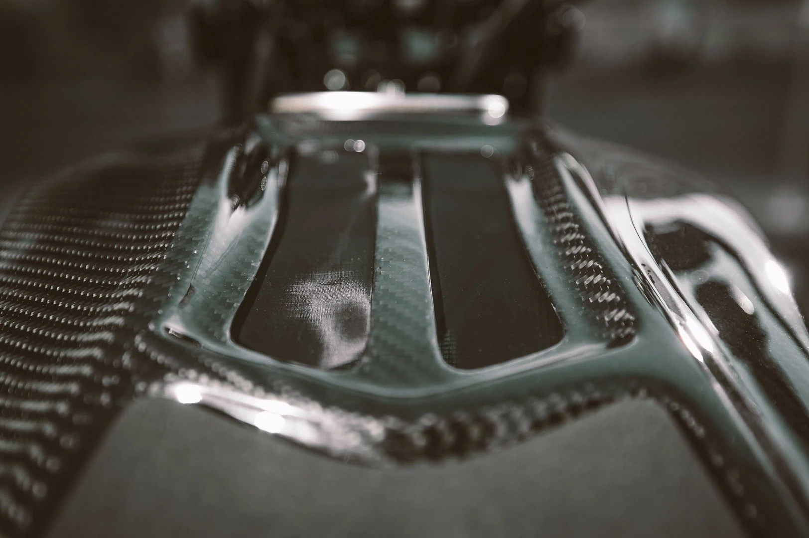 Indian Scout FTR1200 Custom: closeup on carbon-covered tank