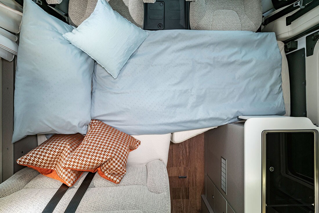 The available dinette conversion creates a third sleeping berth