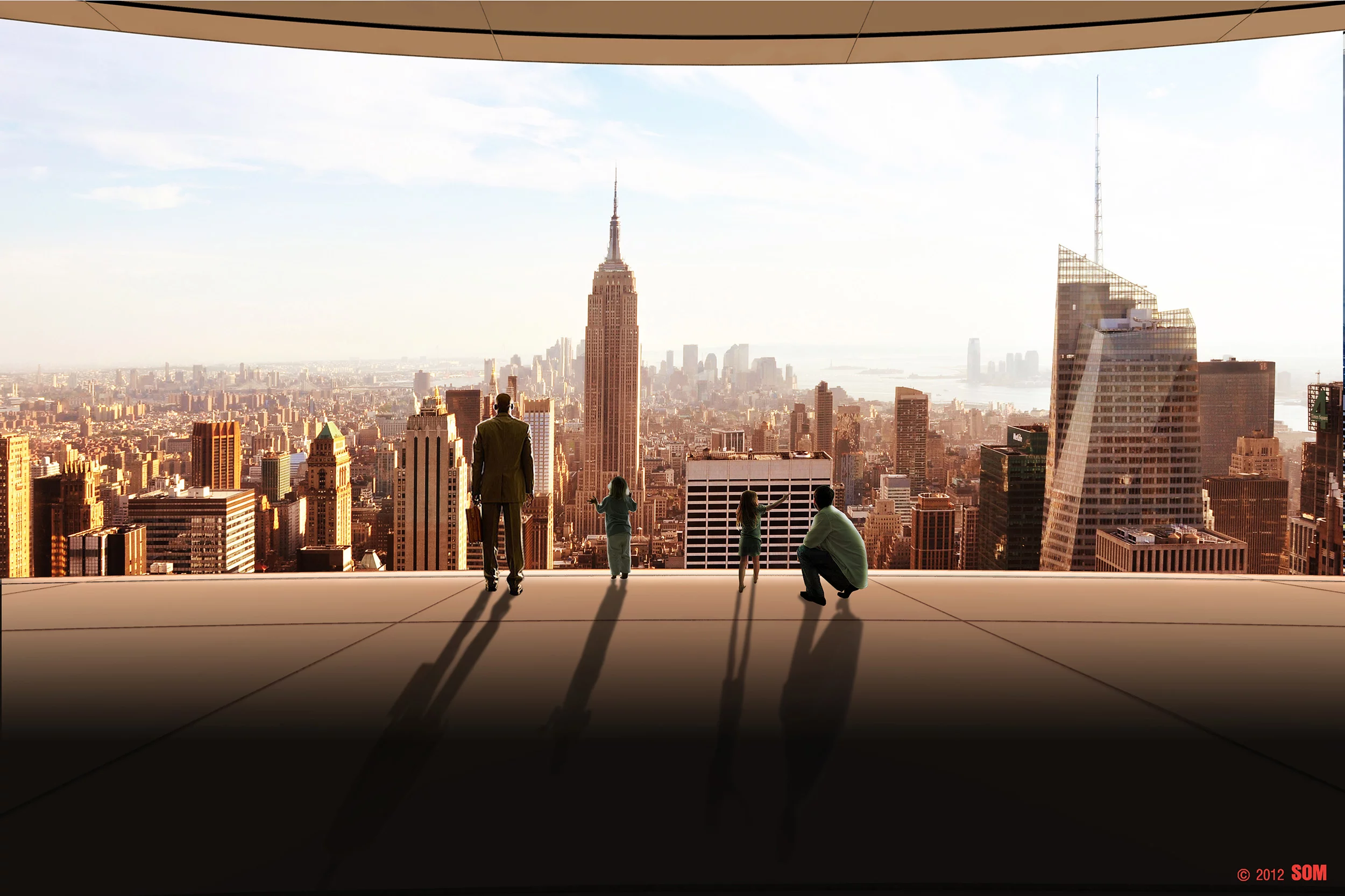 A rendered view from the "Halo" viewing platform (Image: © 2012 SOM)