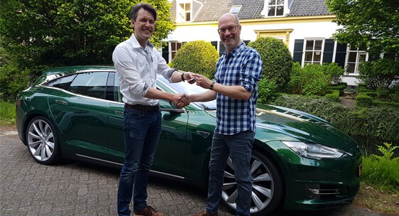 Shooting brake and electric car enthusiast Floris de Raadt is handed the keys to the RemetzCar Model S Shooting Brake